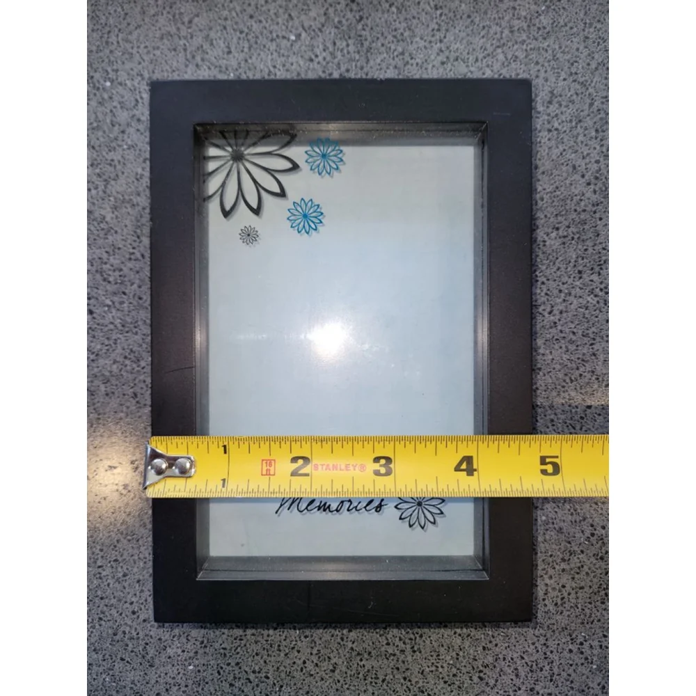 Black Shadow Box Frame Set of 2 Floral Butterfly Glass 6x7.5 & 4.5x6.5